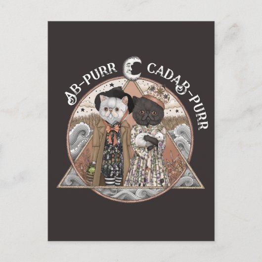 Grappig  Cottagecore Cat Witches Halloween Briefkaart (Voorkant)