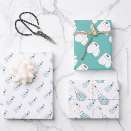 Grappig, Covid-19 houdt veilige essentiële zaken i Inpakpapier Vel (Voorkant)