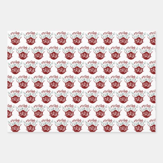 Grappig COVID-19 MERRY ChristMASK gezichtsmasker Inpakpapier Vel (Voorkant 3)