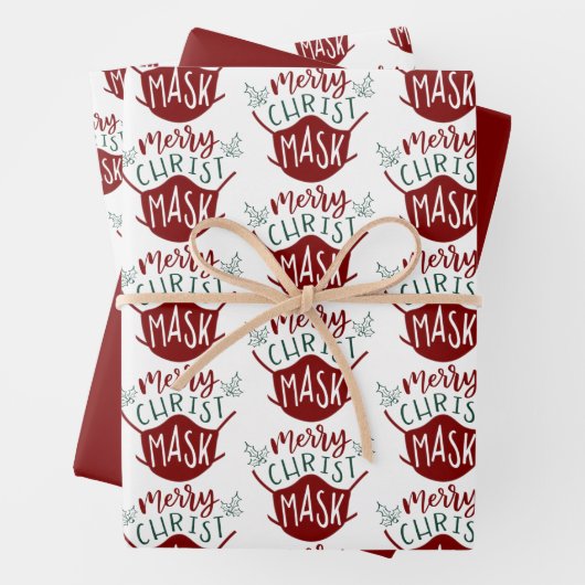 Grappig COVID-19 MERRY ChristMASK gezichtsmasker Inpakpapier Vel (In situ)