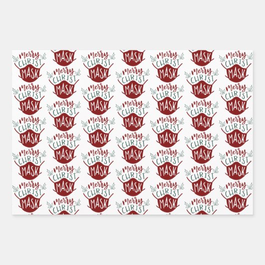 Grappig COVID-19 MERRY ChristMASK gezichtsmasker Inpakpapier Vel (Voorkant)