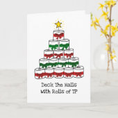 Grappig Covid Kerst Wc-Papier Kaart (Gele Bloem)