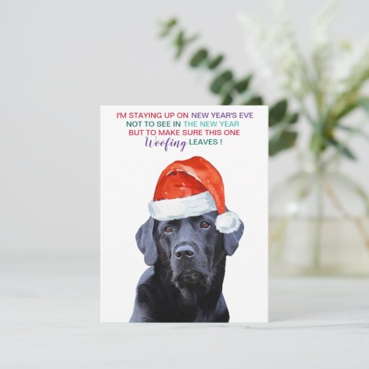 Grappig Covid Kerst Zwarte Labrador Santa Dog Feestdagenkaart (Staand voorkant)