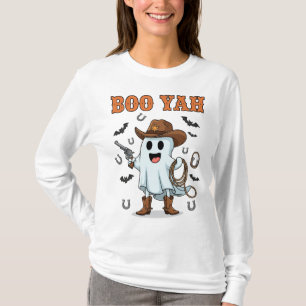 Grappig Cowboy Ghost Halloween "Boo Yah" Ontwerp T-shirt