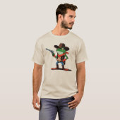 Grappig Cowboy Kikker Cartoon T-Shirt (Voorkant volledig)