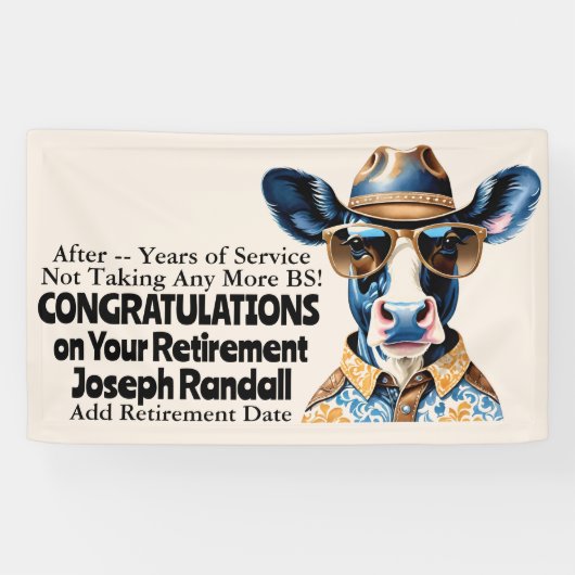 Grappig cowboy pensioenfeestje geen gezwets meer spandoek (Horizontaal)