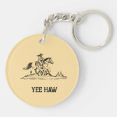 Grappig Cowboy Riding Horse Western Quote YEE HAW Sleutelhanger (Achterkant)