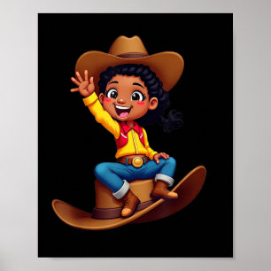 Grappig Cowgirl Texas Western Melanin Zwart Afrika Poster