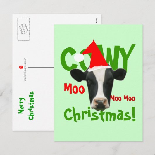 Grappig Cowy Christmas Santa Koe Briefkaart (Voorkant / Achterkant)