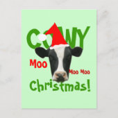 Grappig Cowy Christmas Santa Koe Briefkaart (Voorkant)