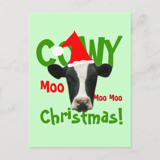 Grappig Cowy Christmas Santa Koe Briefkaart (Voorkant)