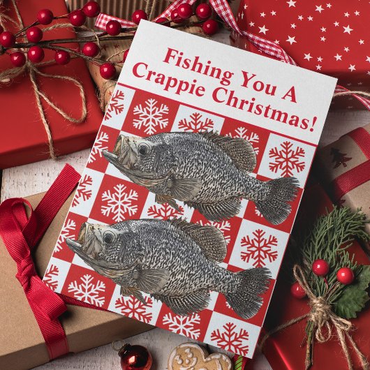 Grappig Crappie Gevist Pun Kerstmis Feestelijke Cu Feestdagen Kaart