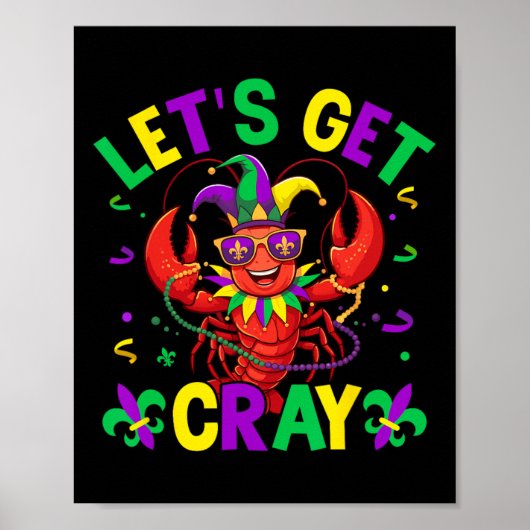 Grappig Crawfish kostuum laat Cray Mardi Gr Poster (Voorkant)