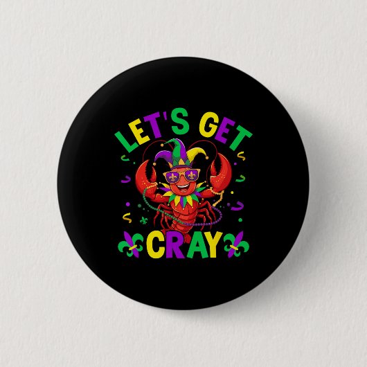 Grappig Crawfish kostuum laat Cray Mardi Gr Ronde Button 5,7 Cm (Voorkant)