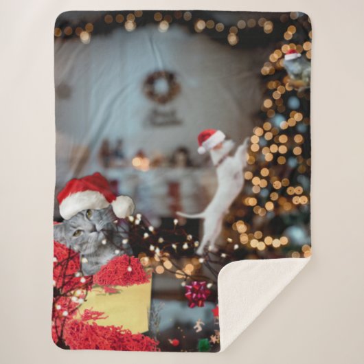 Grappig "Crazy Animal House" kerst Sherpa Deken (Voorkant)