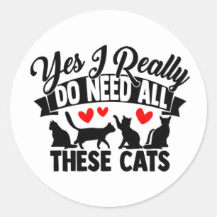 Grappig Crazy Cat Lady Kat Mam Kitten Papa Ronde Sticker
