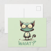 Grappig Crazy Cat "Wat?" Briefkaart (Voorkant / Achterkant)