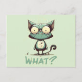 Grappig Crazy Cat "Wat?" Briefkaart (Voorkant)