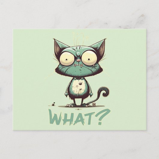 Grappig Crazy Cat "Wat?" Briefkaart (Voorkant)