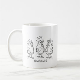 Grappig Crazy Chickens Line Art gepersonaliseerd T Koffiemok