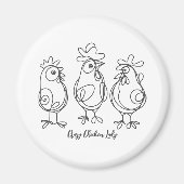 Grappig Crazy Chickens Line Art gepersonaliseerd T Magneet (Voorkant)