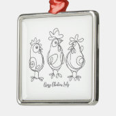 Grappig Crazy Chickens Line Art gepersonaliseerd T Metalen Ornament (Links)