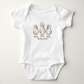 Grappig Crazy Chickens Line Art gepersonaliseerd T Romper (Voorkant)