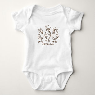 Grappig Crazy Chickens Line Art gepersonaliseerd T Romper