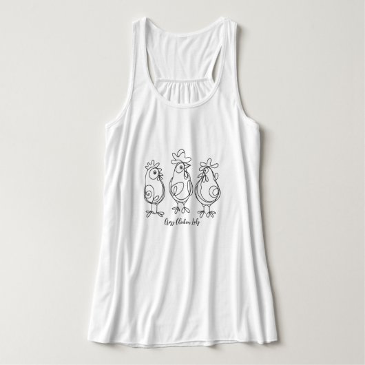 Grappig Crazy Chickens Line Art gepersonaliseerd T Tanktop (Design voorkant)