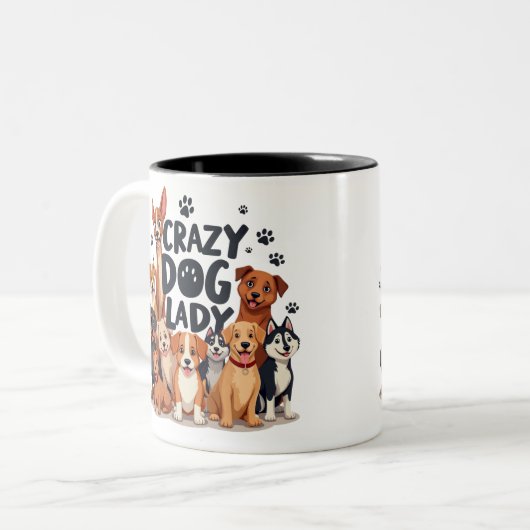 Grappig Crazy Dog Mok Koffie Liefhebbers Gift Cut  (Voorkant links)