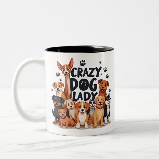 Grappig Crazy Dog Mok Koffie Liefhebbers Gift Cut (Links)