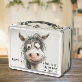Grappig Crazy Hair Wide Eyed Horse Lunch Box