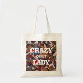 Grappig "Crazy Quilt Lady" Patchwork Quilt Patroon Tote Bag (Voorkant)