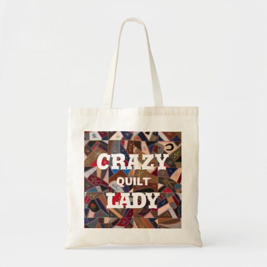 Grappig "Crazy Quilt Lady" Patchwork Quilt Patroon Tote Bag (Voorkant)