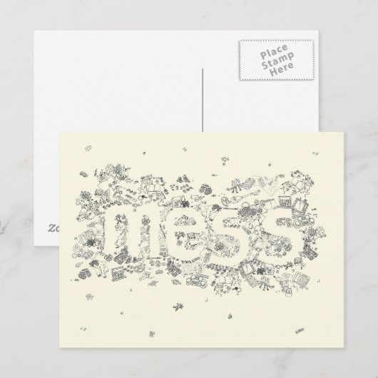 Grappig Creative Family Mess Text Line Drawing Art Briefkaart (Voorkant / Achterkant)