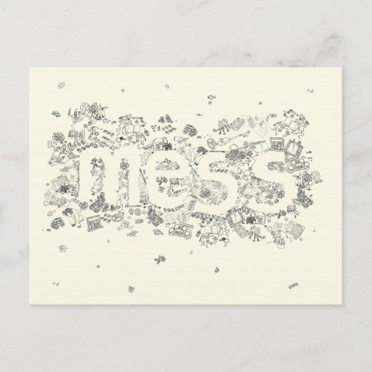 Grappig Creative Family Mess Text Line Drawing Art Briefkaart (Voorkant)