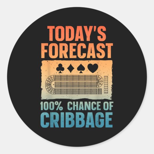 Grappig Cribbage Design voor Mannen Vrouwen Kinder Ronde Sticker (Voorkant)