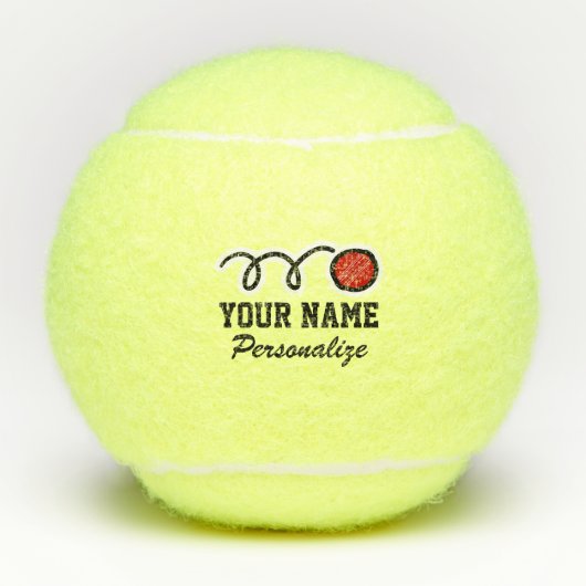 Grappig cricket cartoon sport logo aangepaste naam tennisballen (Voorkant)