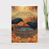 Grappig Crow Apple Bobbing Bird Herfst Orchard Har Feestdagen Kaart (Voorkant)