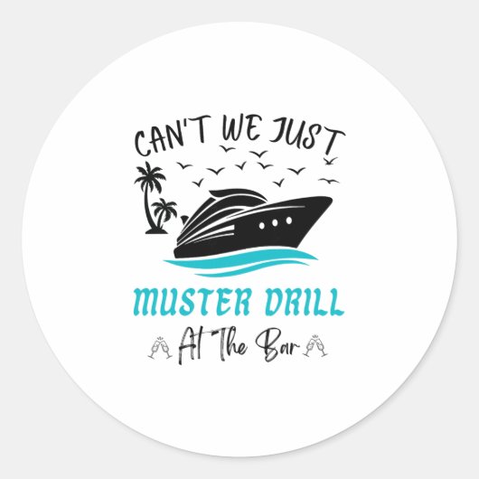 Grappig cruise muster drill drinkontwerp  ronde sticker (Voorkant)