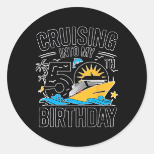 Grappig Cruisen Naar Mijn 50e Verjaardag Middellan Ronde Sticker