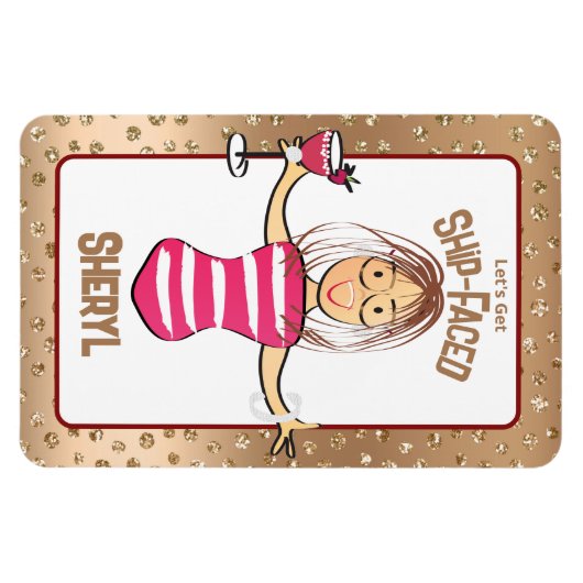 Grappig cruiseschip Cartoon teken voor haar Magneet (Horizontaal)