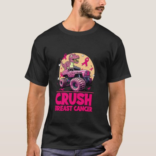 Grappig Crush Borstkanker Dinosaur Riding Monster T-shirt (Voorkant)