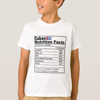 Grappig Cuban Nutrition Fact T-shirt voor kinderen