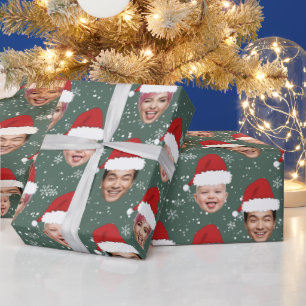 Grappig Custom 3 Gezichten Kerstman Hoeden Cadeaupapier