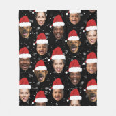 Grappig Custom 4 Gezichten Foto Kerstman Hoeden Fleece Deken (Voorkant)