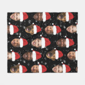 Grappig Custom 4 Gezichten Foto Kerstman Hoeden Fleece Deken (Voorkant (Horizontaal))