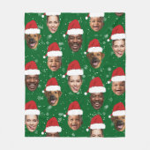 Grappig Custom 4 Gezichten Foto Kerstman Hoeden Fleece Deken (Voorkant)