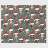 Grappig Custom 4 Gezichten Kerstman Hoeden Cadeaupapier (Vlak)