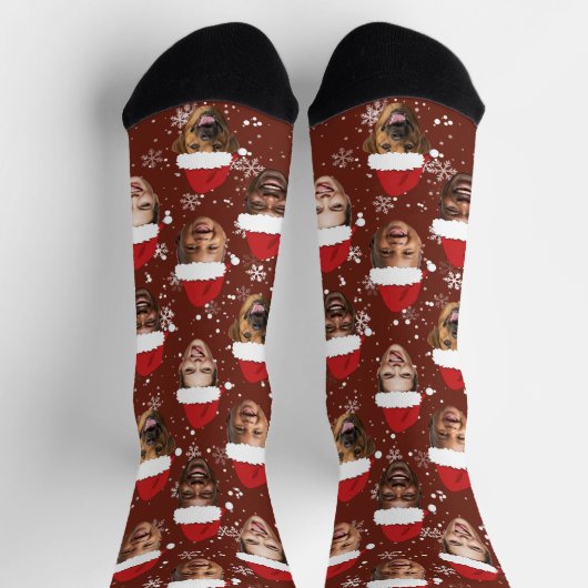 Grappig Custom 4 Gezichten Kerstman Hoeden Sokken (Top)